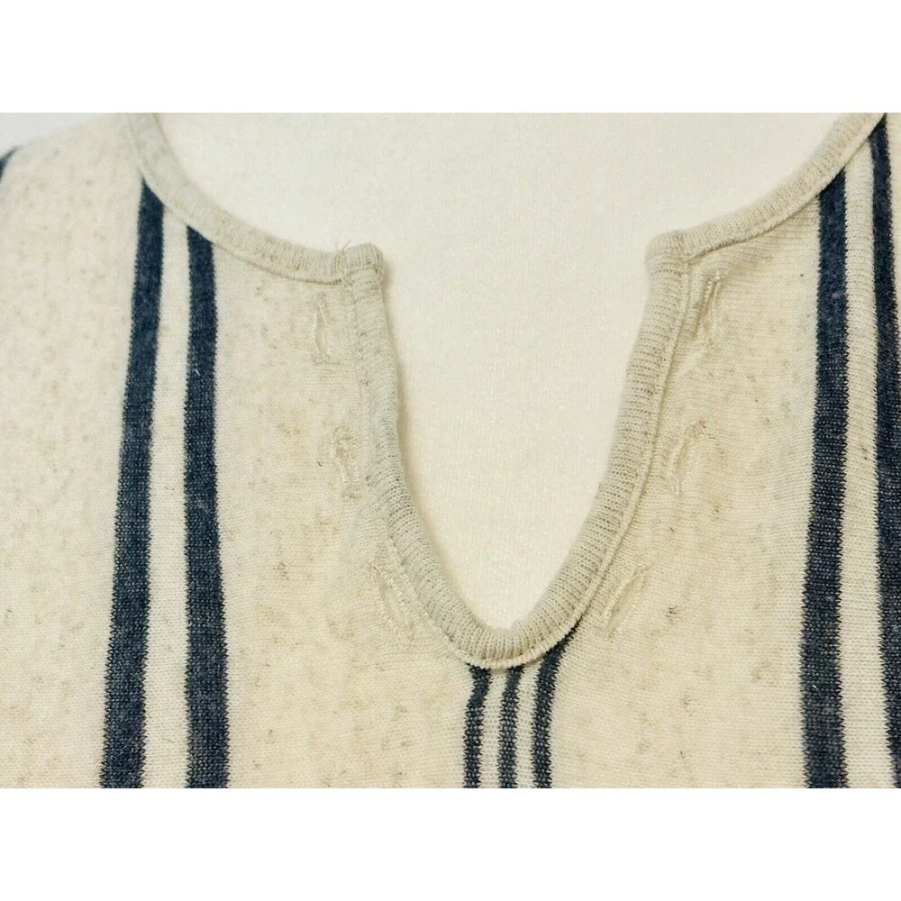ZARA Women Size L  Stripe Short Sleeve Linen Blend Top Lagenlook Italian Fabric